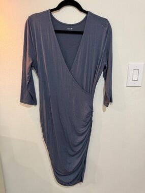Three Dots Jersey Dress, LARGE, GREY/BLUE
